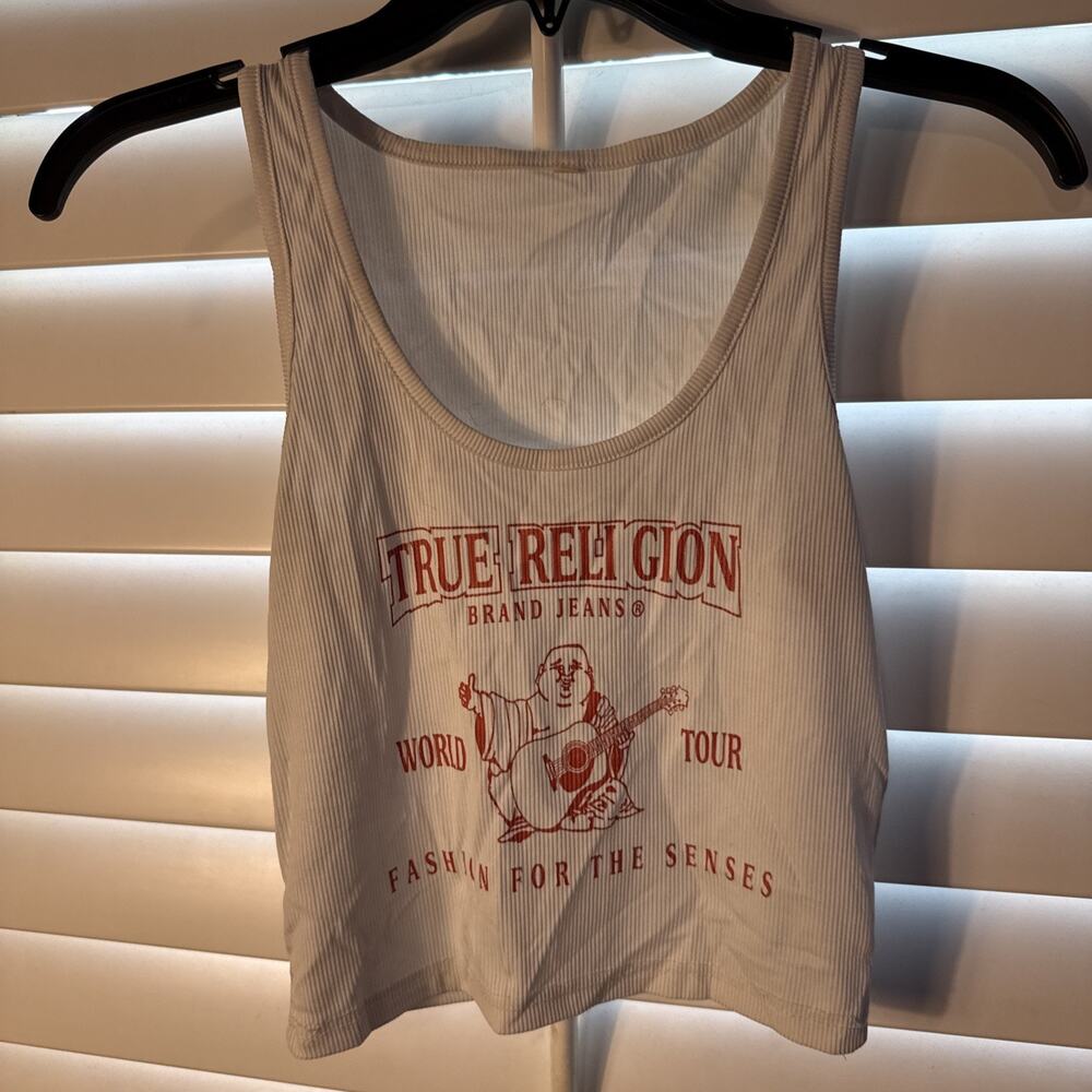 True Religion Heritage World Tour Notch Ribbed Tank Size S